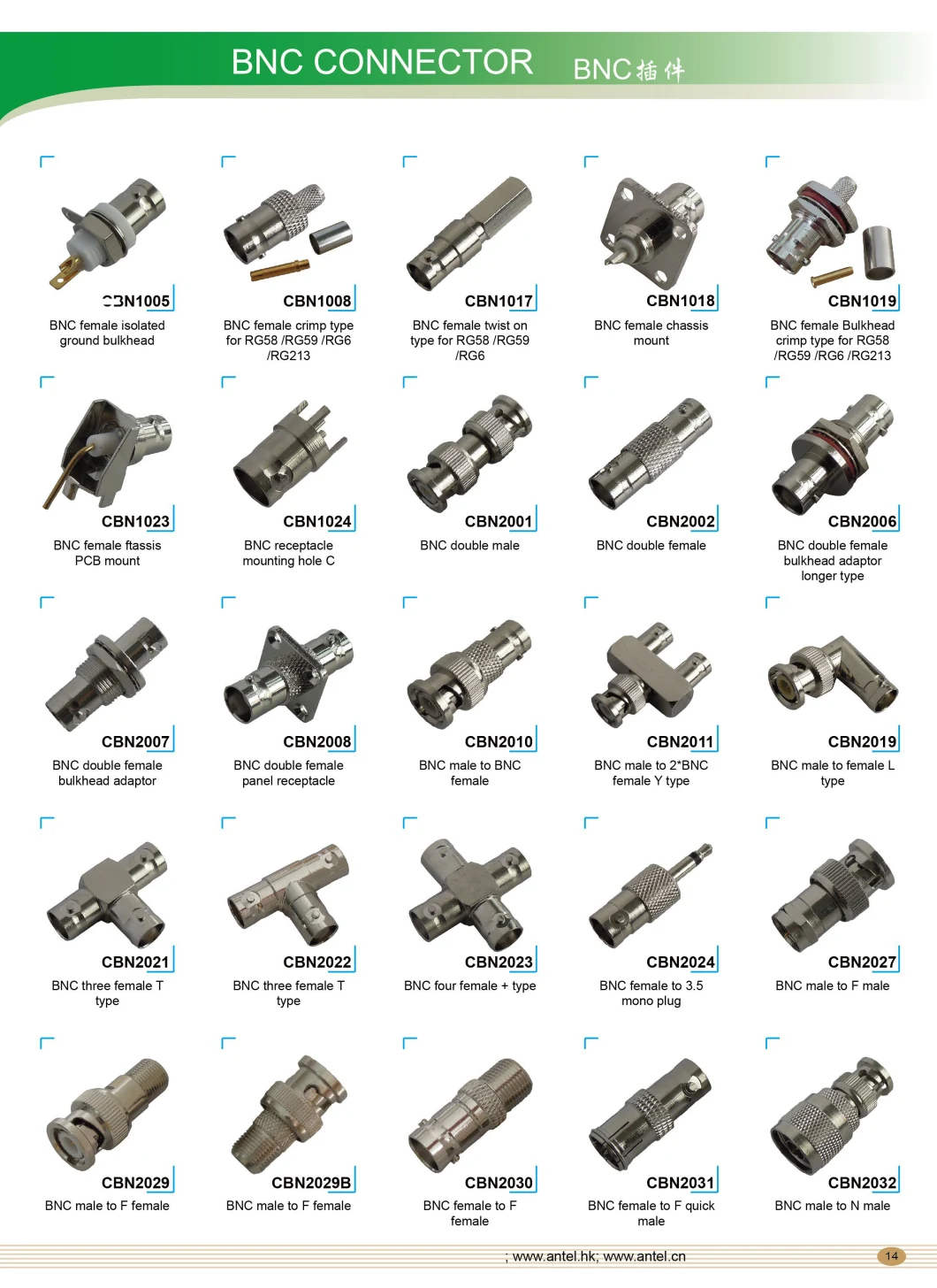 Crimping Type Male BNC Connector for Rg58 Rg59 RG6 Rg213