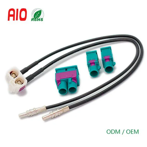Right Angle Twin Fakra Connector Fakra Male Waterproof Auto Connector to Double Female Radio GPS Antenna Adapter Cable Wiring Harness