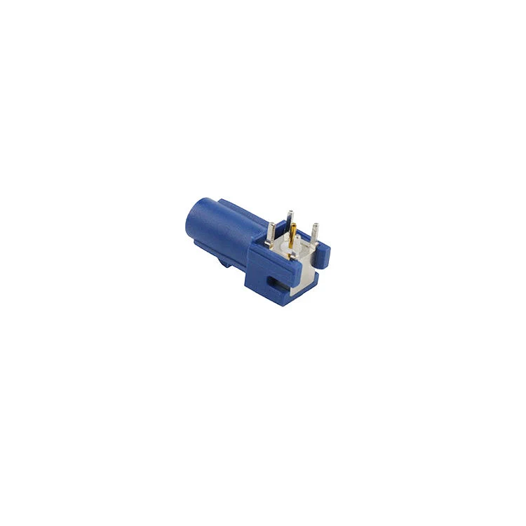 Fakra C Blue SMB Plug Male PCB Mount Right Angle Connector for GPS RF Communications Systems